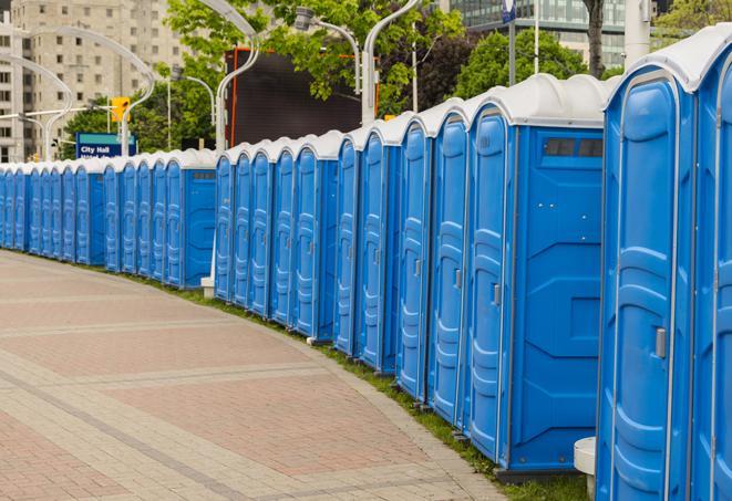 Seasonal porta potty units set up at a Brownwood, Texas venue