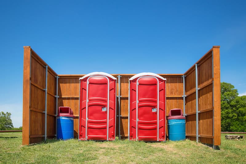 Short-term porta potty units staged for delivery in Brownwood, Texas